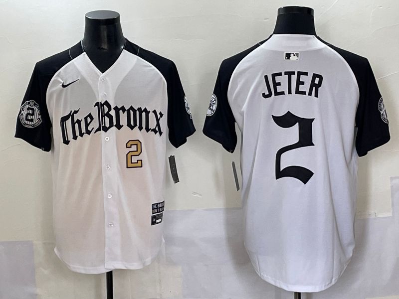 Men 2025 New York Yankees #2 Jeter White black Five generations Joint Name Nike MLB Jersey style 52->seattle mariners->MLB Jersey